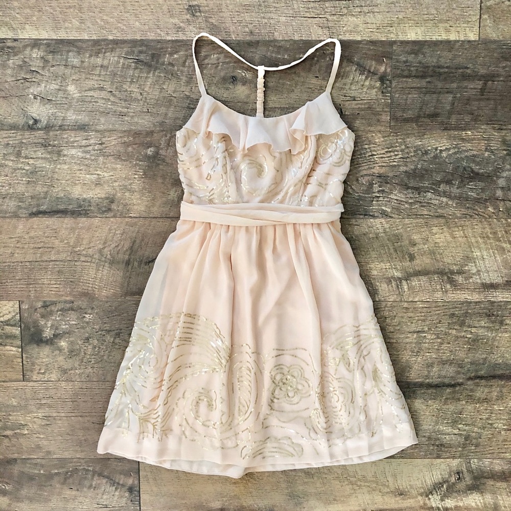 Neutral & Gold Embellished Dress